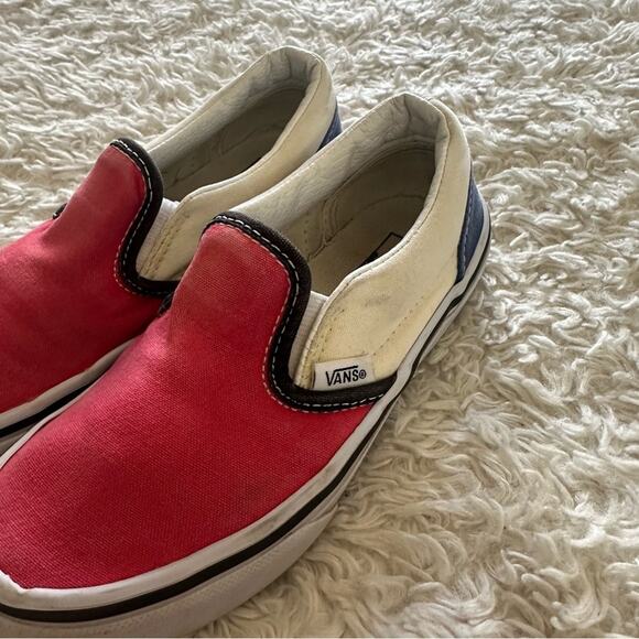 Vans Kids Classic Slip-On Color Block Shoes Red/Blue Size 13.5 - Picture 5 of 9